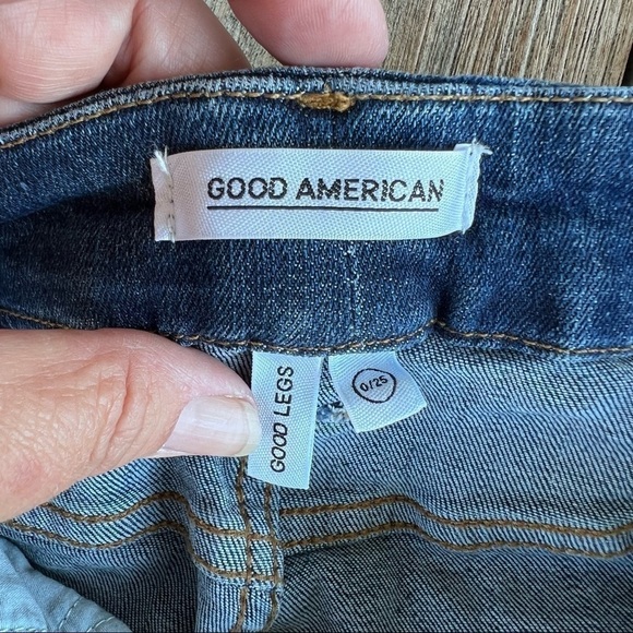 Good American Good Legs Distressed Skinny Jeans Size 25 Stretch Medium Wash GUC - Picture 10 of 11